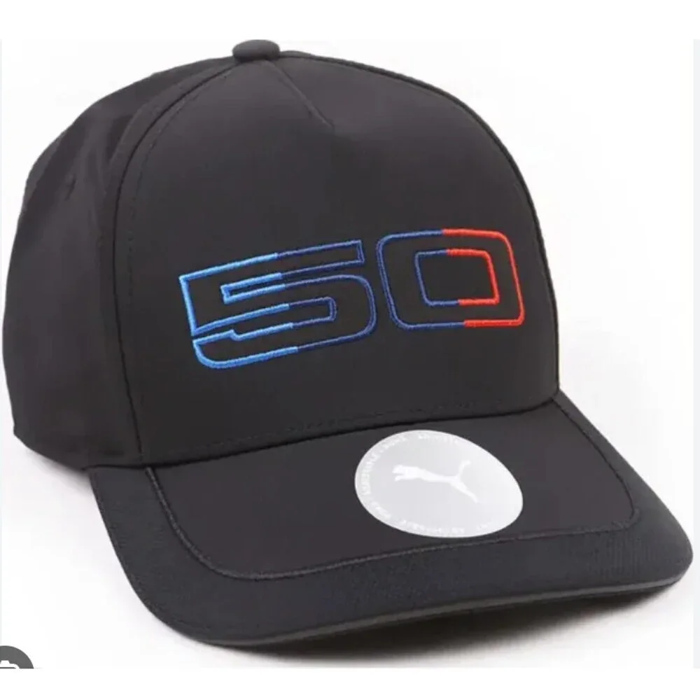 BMW M Motorsport Mens 50 Anniversary Cap Black Puma Baseball heritage Hat NWT